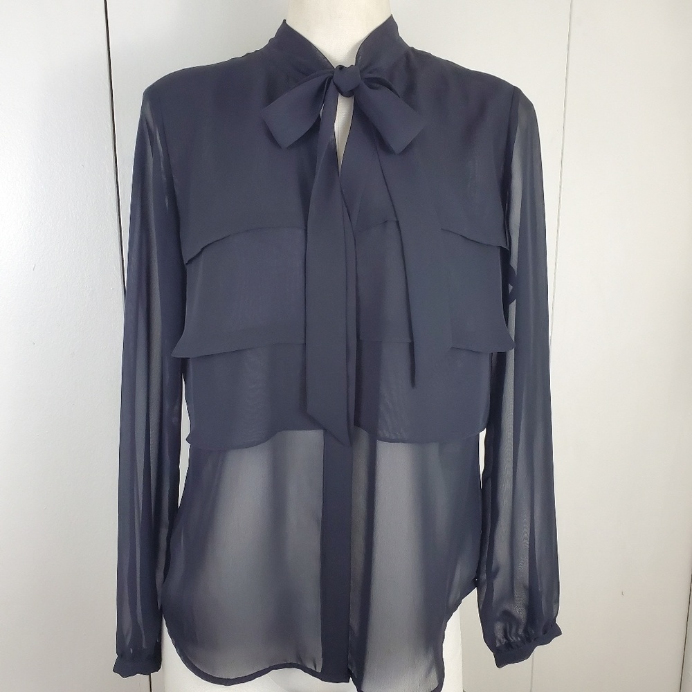 Sheer Black Long-Sleeve Top Women's Size Small